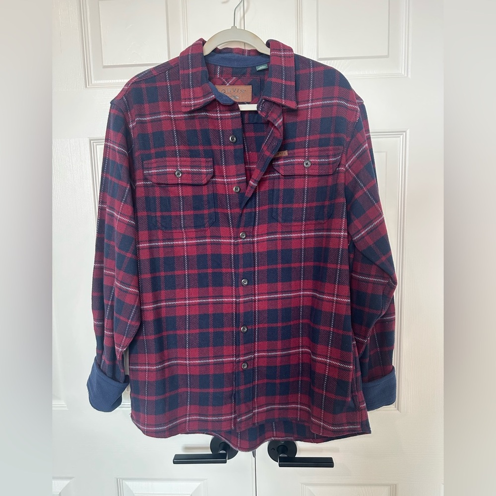 Orvis Women's Red and Blue Plaid Button Down Shirt